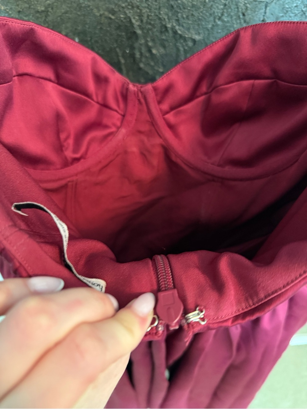 House of CB Coco Burgundy Satin Tulle Midi Dress - Picture 8 of 9